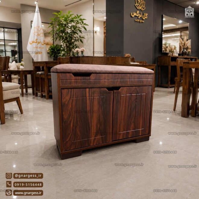 جاکفشی نیمکتی باکس دار دو درب نما وکیوم