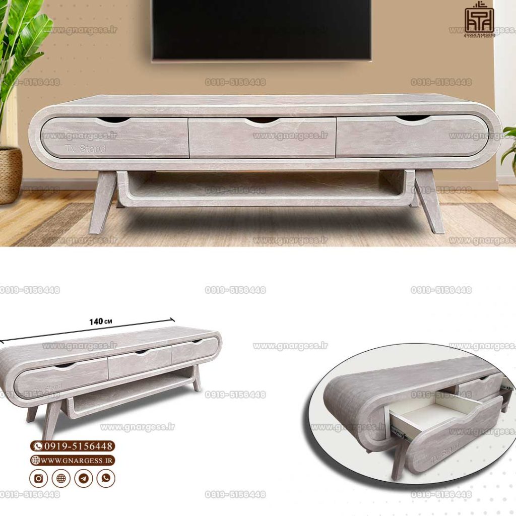 مدل میز تلویزیون 3 بعدی موج رادیویی بیضی وکیوم ام دی اف - Image 8