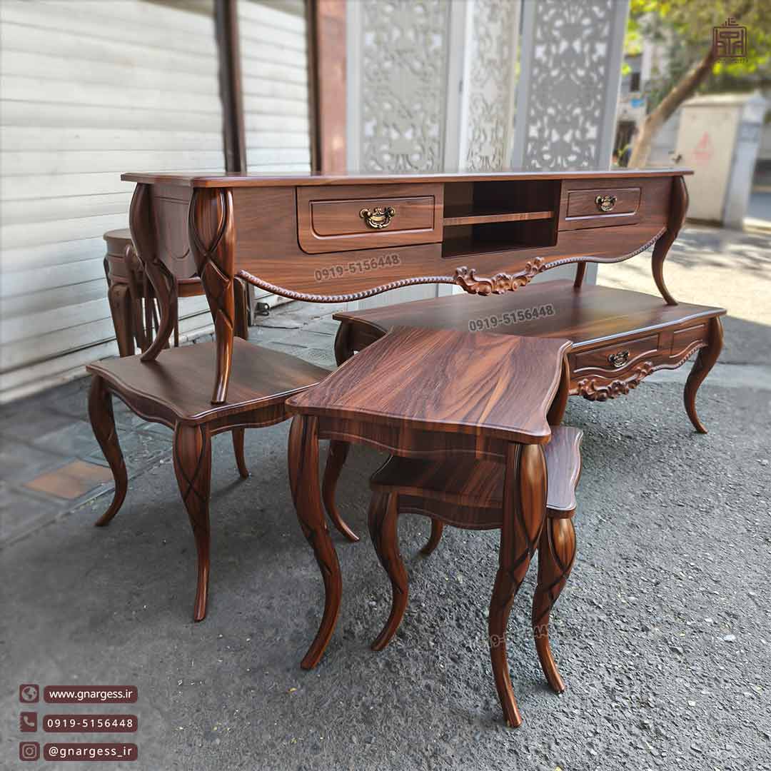 سرویس جاکفشی،میز تی وی و میز جلومبلی و عسلی طرح پیچک سرویس جاکفشی،میز تی وی و میز جلومبلی و عسلی طرح پیچک 4تیکه - Image 3