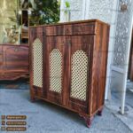 جاکفشی 3 درب حصیری نما دار تک کشو - Image 2