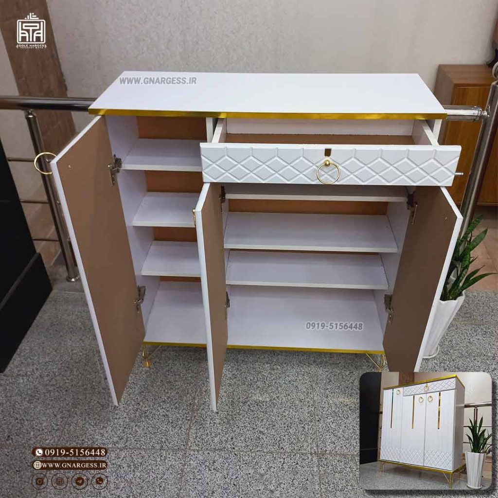 جاکفشی هشت طبقه آیناز نوار طلایی 3 درب نما وکیوم - Image 3
