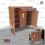 جاکفشی سه درب کشو دار پایه و دستگیره فلزی رنگ کلیاف مدل نما آینه ایی - Image 6