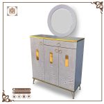 جاکفشی سه درب کشو دار پایه و دستگیره فلزی رنگ کلیاف مدل نما آینه ایی - Image 7