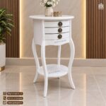 میز آباژور و میز تلفن مدل ونیز سه کشو گرد دو طبقه
