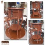 میز آباژور و میز تلفن مدل ونیز سه کشو گرد دو طبقه - Image 5