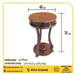 میز تلفن گرد چراغی تک کشو (جهت استعلام موجودی لطفا تماس بگیرید) - Image 2