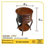 میز آباژور و میز تلفن مدل ونیز سه کشو گرد دو طبقه - Image 7