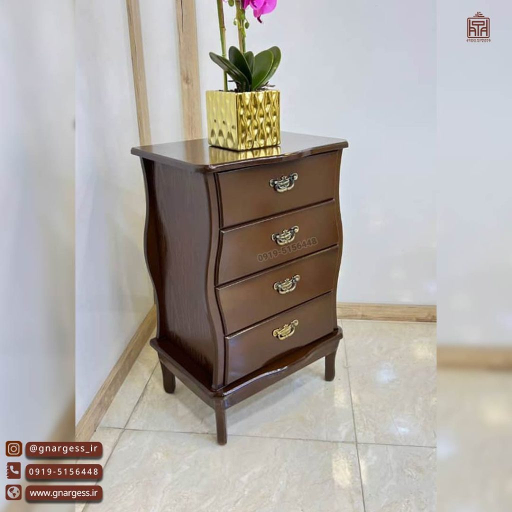 میز آباژور و میز تلفن 4 کشو کلاسیک طرح درسا پایه چوبی - Image 1