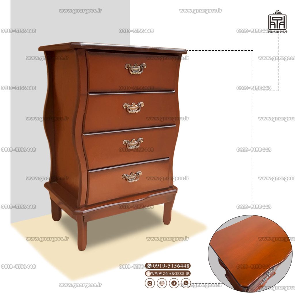 میز آباژور و میز تلفن 4 کشو کلاسیک طرح درسا پایه چوبی - Image 1
