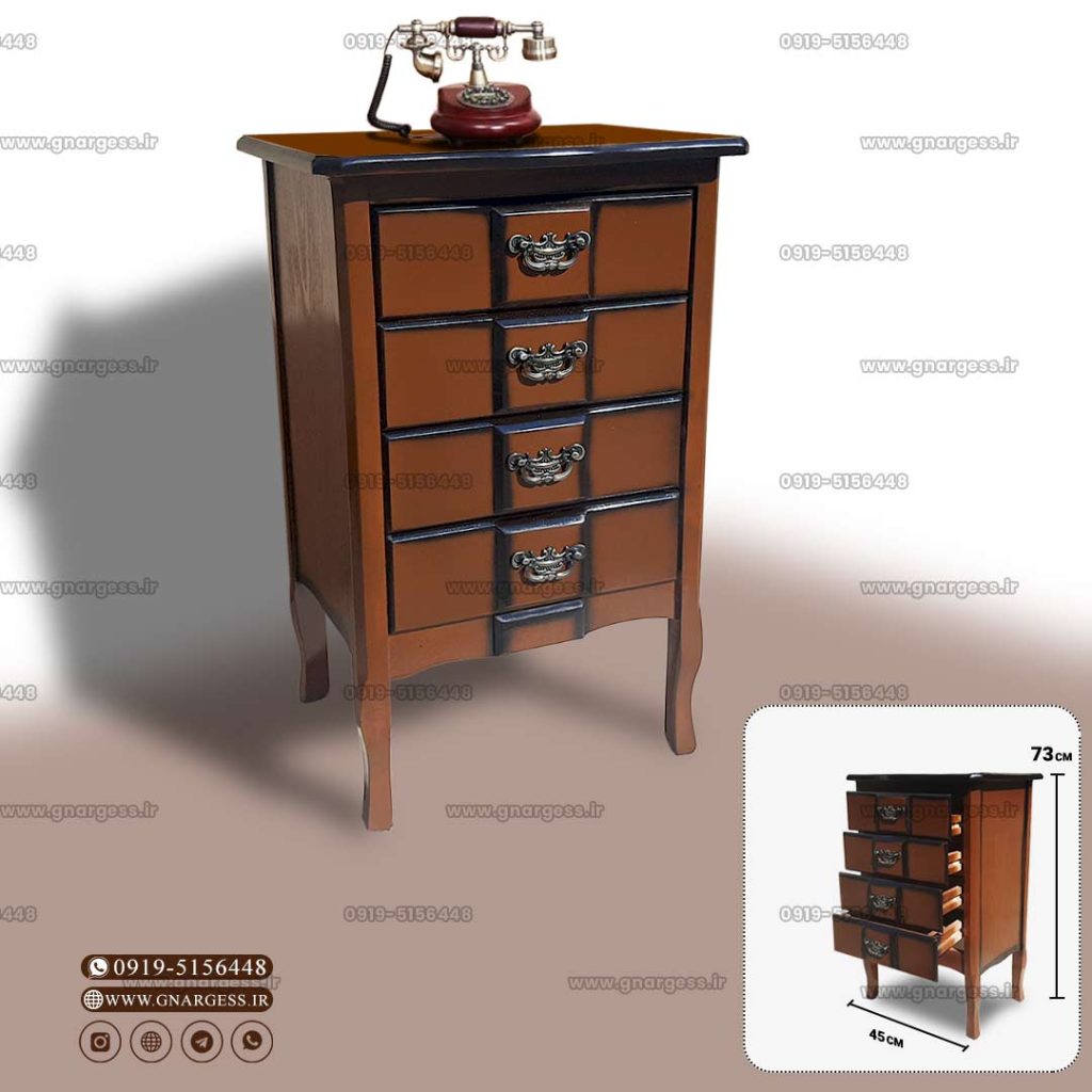 میز تلفن چوبی لاوال 4 کشو - Image 2