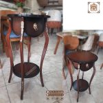 میز تلفن چوبی تک کشو گرد مدل شیر نشان - Image 2