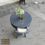 میز تلفن و میز آباژور کنار سالنی گرد تک کشو مدل ایفل طوسی - Image 3