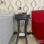 میز تلفن و میز آباژور طوسی ایفلد گرد تک کشو