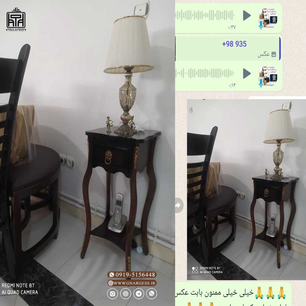 میز تلفن تک کشو چوبی شاینا - Image 6