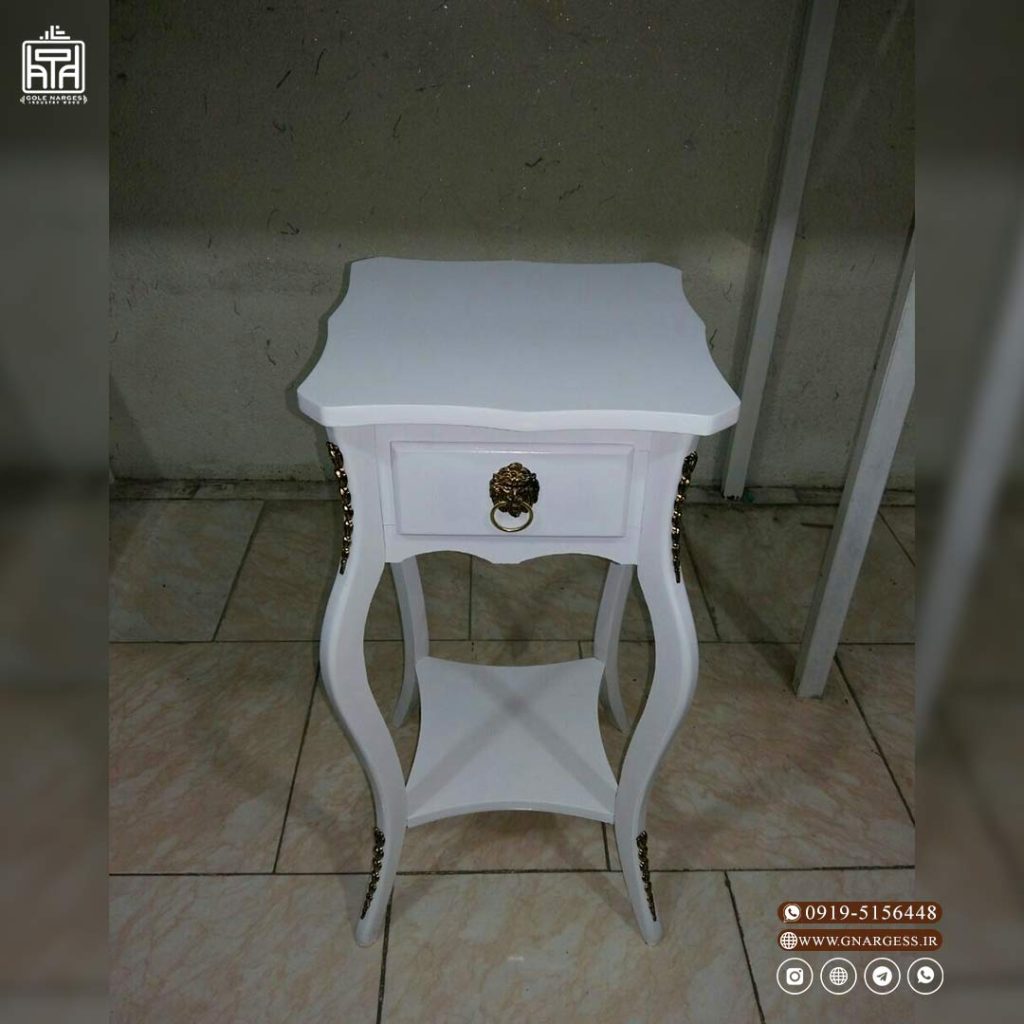 میز تلفن تک کشو چوبی شاینا - Image 4