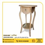 میز تلفن چوبی تک کشو گرد مدل شیر نشان - Image 5
