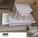 میز کنار مبلی و عسلی جدید الماسی با پایه پیچی کونیک فلزی - Image 2