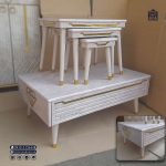 میز کنار مبلی و عسلی جدید الماسی با پایه پیچی کونیک فلزی