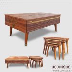 میز کنار مبلی و عسلی جدید الماسی با پایه پیچی کونیک فلزی - Image 6