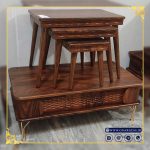 میز جلو مبلی و میز عسلی مدل الیزابت با پایه کونیک فلزی - Image 5