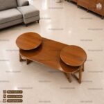 میز جلومبلی و میز عسلی چوبی مدل کمجا لپ تاپی ساده و روکش چوب - Image 2