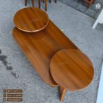 میز جلومبلی و میز عسلی چوبی مدل کمجا لپ تاپی ساده و روکش چوب - Image 4