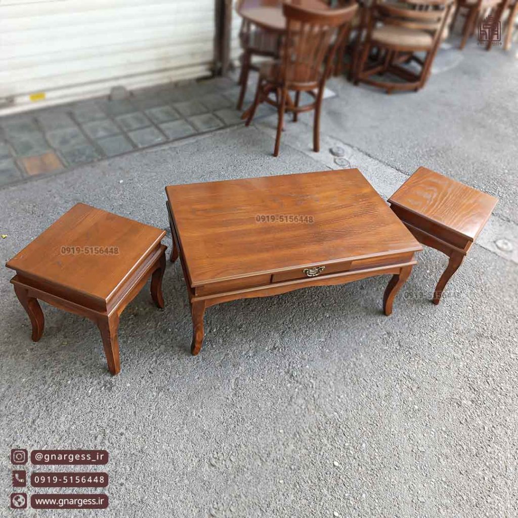میز کنار مبلی و میز جلو مبلی مدل جدید مهتاب چوبی ساده و روکش چوب - Image 9