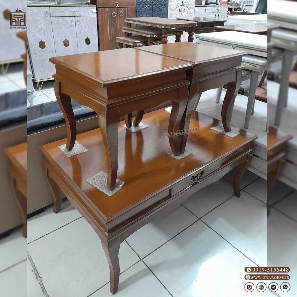 میز کنار مبلی و میز جلو مبلی مدل جدید مهتاب چوبی - Image 4