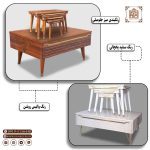 میز کنار مبلی و عسلی جدید الماسی با پایه پیچی کونیک فلزی - Image 7