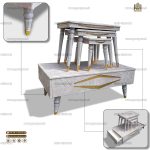 میز جلو مبلی و میز عسلی مدل الیزابت با پایه کونیک فلزی - Image 2