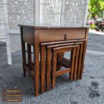 میز عسلی 4 تکه کشودار چوبی خراطی