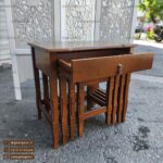 میز عسلی 4 تکه کشودار چوبی خراطی - Image 4