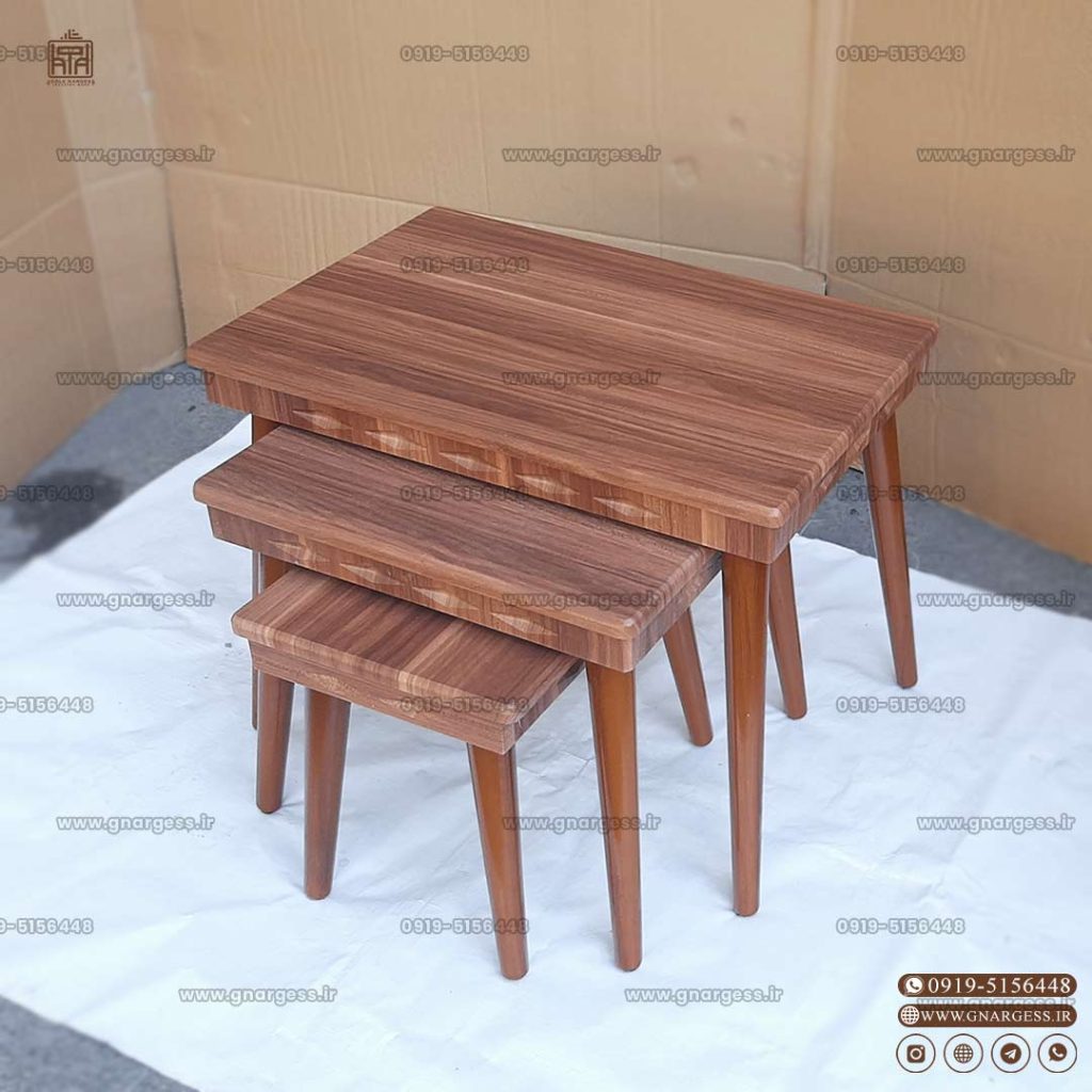 میز عسلی جدید سه تیکه مخروطی طرح اطلس - Image 4