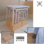 میز کنار مبلی و عسلی جدید الماسی با پایه پیچی کونیک فلزی - Image 5