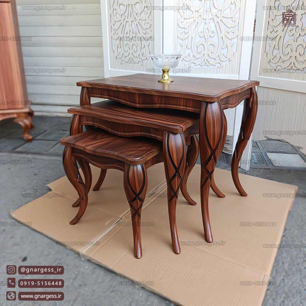 میز عسلی سه تیکه پیچک پایه پلیمری - Image 1