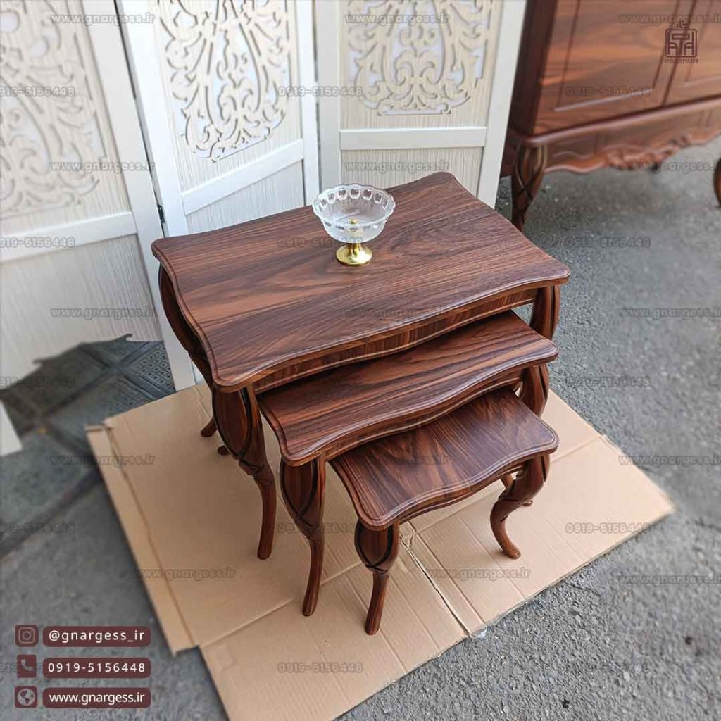 میز عسلی سه تیکه پیچک پایه پلیمری - Image 3