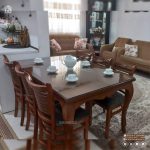 میز ناهارخوری چوبی 6 نفره با صندلی آمریکایی چوبی - Image 8
