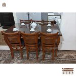 میز ناهارخوری چوبی 6 نفره با صندلی آمریکایی چوبی - Image 6