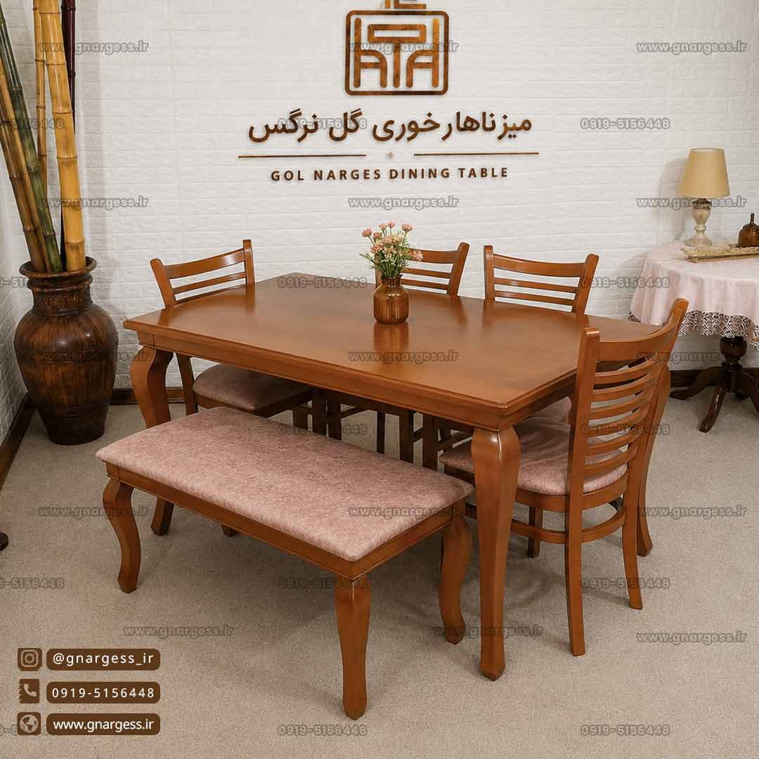 s میز ناهارخوری چوبی 6 نفره آمریکایی با طراحی ترکیبی در حراج بهاری - Image 1