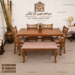 میز ناهارخوری چوبی 6 نفره آمریکایی با طراحی ترکیبی در حراج بهاری - Image 2