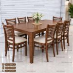 میز ناهارخوری چوبی 8 نفره با صندلی چوبی قلعه آمریکایی