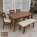 میز ناهارخوری 6 نفره چوبی با صندلی دو تیره پهن راش - Image 4