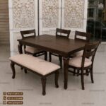 میز ناهارخوری 6 نفره چوبی با صندلی دو تیره پهن راش - Image 5