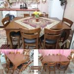 میز غذاخوری 6نفره چوب راش با صندلی دو تیره پهن با انواع میز چوبی - Image 5