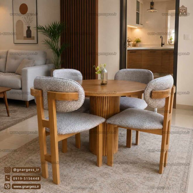 میز ناهارخوری چوبی راش مدل اچ بدون دسته در حراج بهاری
