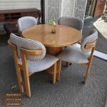 میز ناهارخوری 4 نفره راش صندلی اچ مبلی با میز پمینار گرد - Image 4