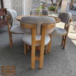 میز ناهارخوری 4 نفره راش صندلی اچ مبلی با میز پمینار گرد - Image 2