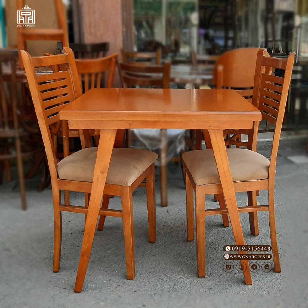 میز صبحانه خوری لیندا چوبی 2 نفره با صندلی آبشاری - Image 2