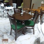 میز و صندلی ناهارخوری گلدانی سه نفره چوبی با صندلی آبشاری