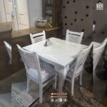 میز و صندلی ناهارخوری گلدانی سه نفره چوبی با صندلی آبشاری - Image 4